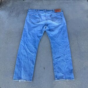 Levi's 501 Straight Leg Button Fly Jeans Mens 42x30 Light Blue Denim